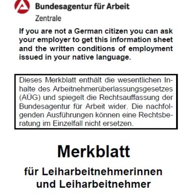 Merkblatt Leiharbeitnehmer