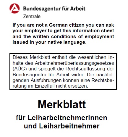 Merkblatt Leiharbeitnehmer